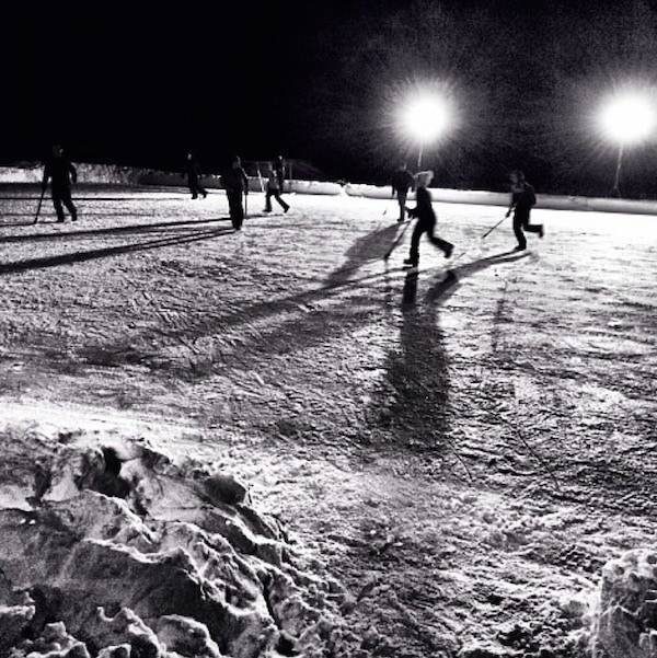 People ice skating.
