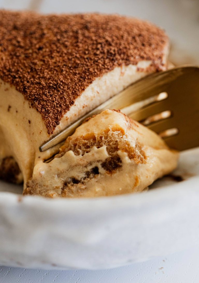 Dulce de leche with a fork.